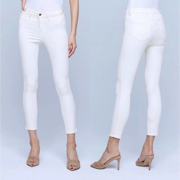 L'AGENCE Women's High-Rise Skinny Jeans Stretch Margot Vintage White Size 27